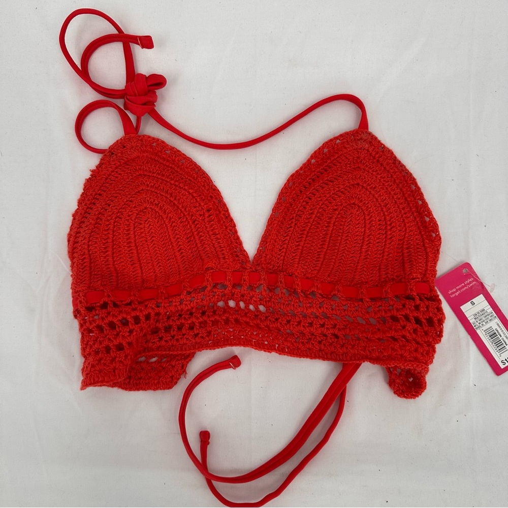 Xhilaration Red Crochet Bikini Top Size Small NWT A0040